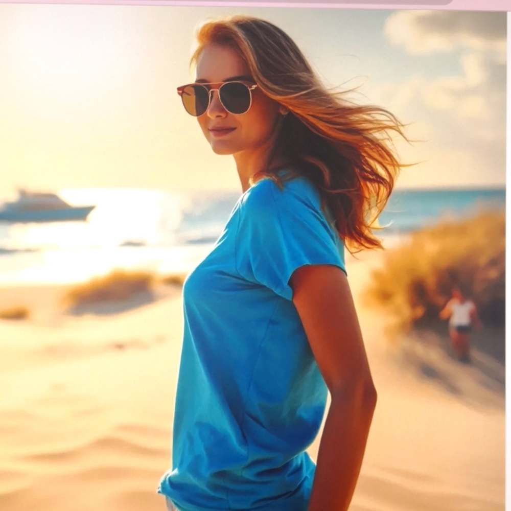 Women's Blue Short Sleeve T-shirt